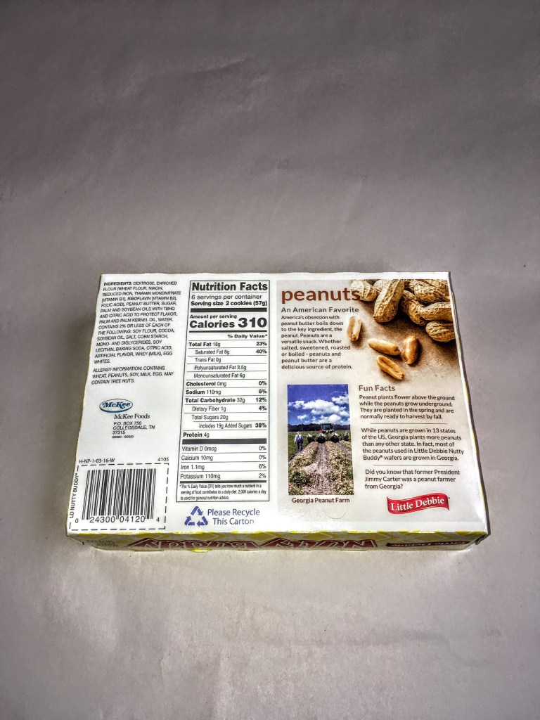 Box of Nutty Buddies, back view