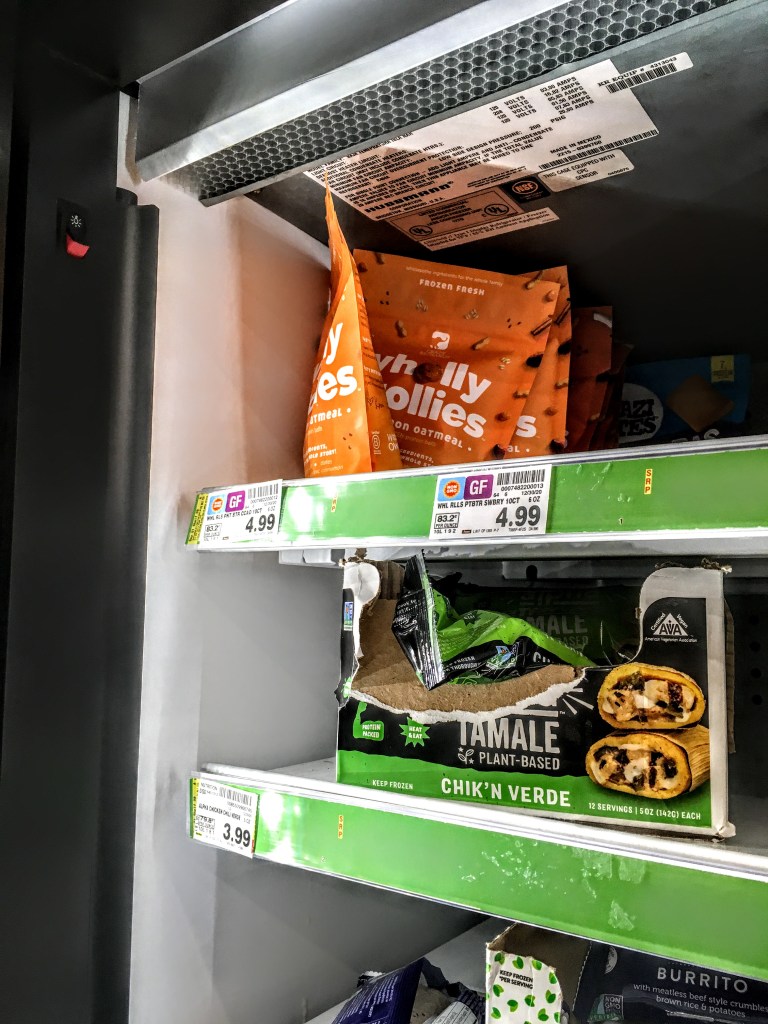 Bag of Crazy Richard's Wholly Rollies in Store Freezer