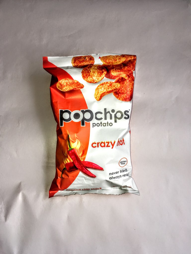 Bag of Crazy Hot Popchips, front view