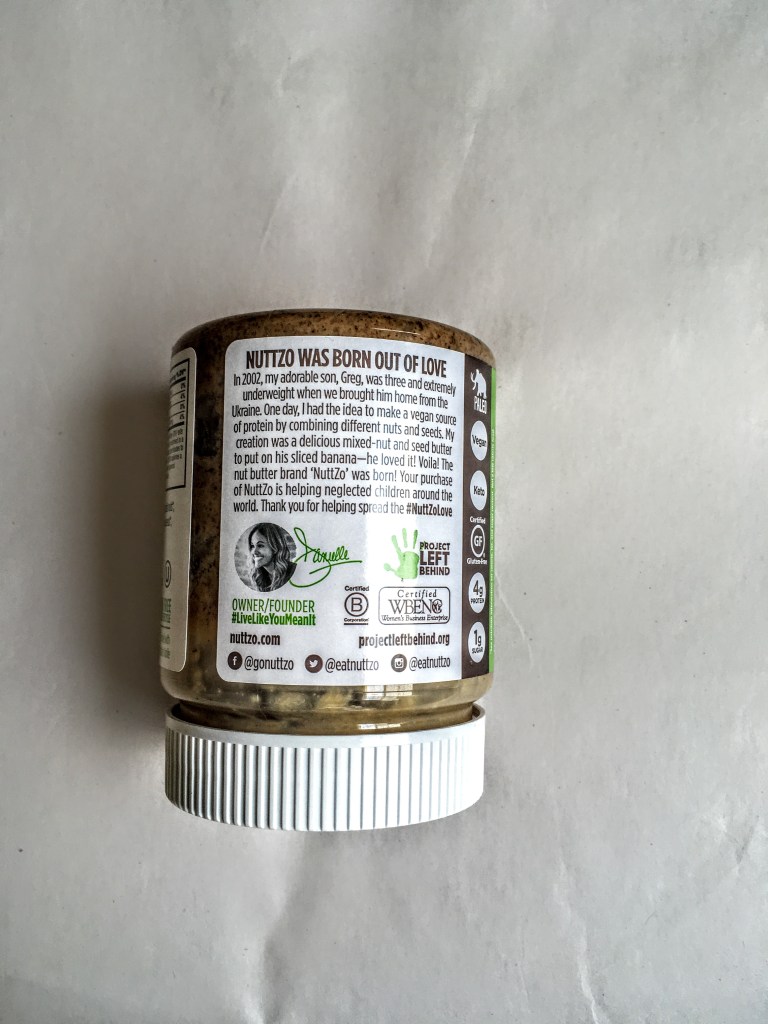 Jar of nuttzo keto butter, rear view